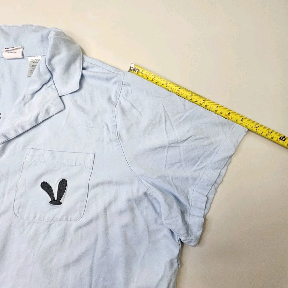 Disney Oswald The Lucky Rabbit Pajama Shirt 2X Blue Button Down Unisex